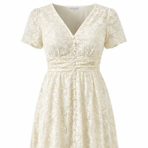 Baltic Born Edwina Lace Dress 1XL Vintage Cream Midi Button Front Modest